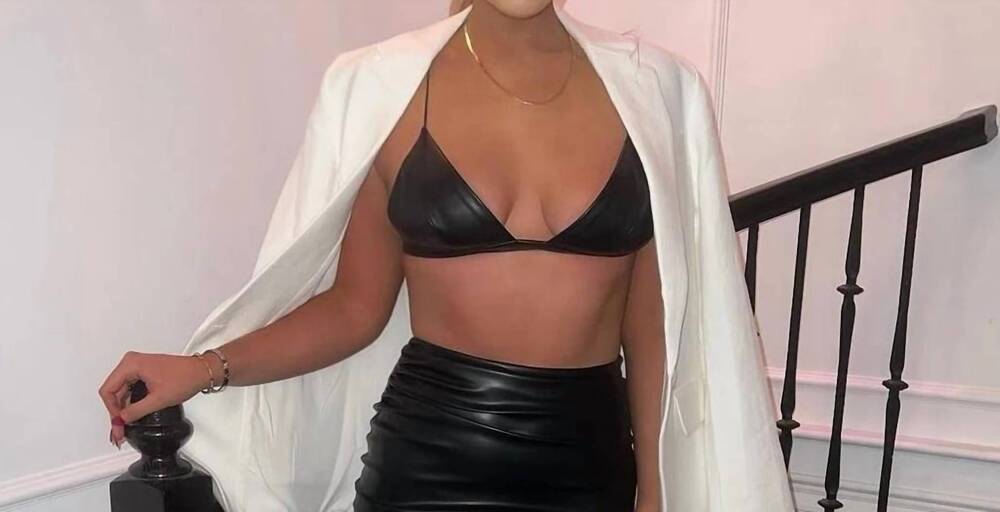 NEW NOOKIE faux leather bralette in black